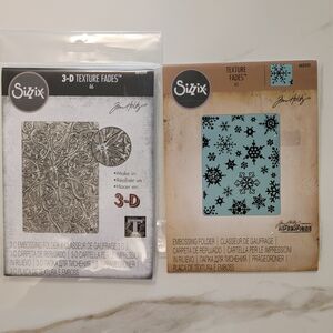 Ellison Sizzix Jim Holtz ENGRAVED & SNOWFLAKES Lg Embossing Folders Lot of 2 NEW